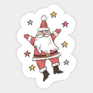 Retro Starry Santa Sticker